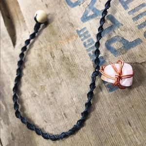 Woven Choker w/ Copper Wrapped Pendant